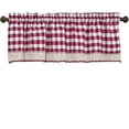 thumbnail image 1 of Designer Home Window Panel Curtain Drape Valance Scarf Gingham Checked Checkered Plaid Burgundy - 58" X 14", 1 of 2