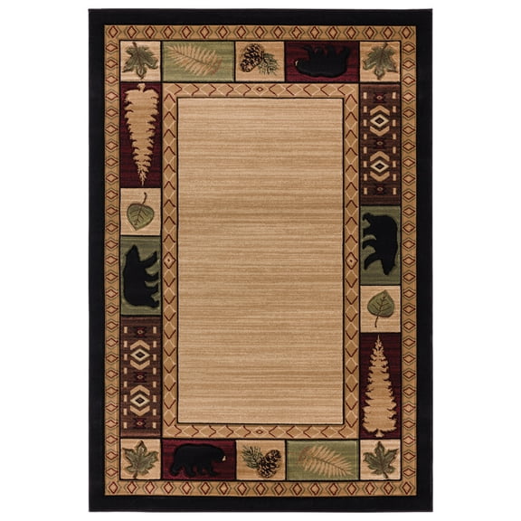 Designer Home Woodlands Area Rug 2055 40426 Homestead Beige Trees Leaves 1' 10" x 2' 8" Rectangle