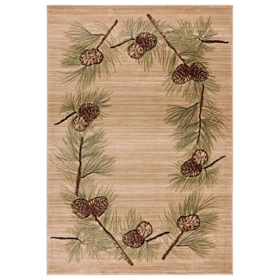 Designer Home Woodlands Area Rug 2055 40926 Farmington Beige Acorns Stems 1' 10" x 2' 8" Rectangle