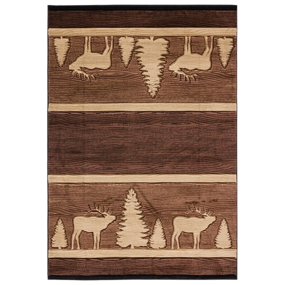 Designer Home Woodlands Area Rug 2055 41750 Deering Brown Banded Rows 1' 10" x 2' 8" Rectangle
