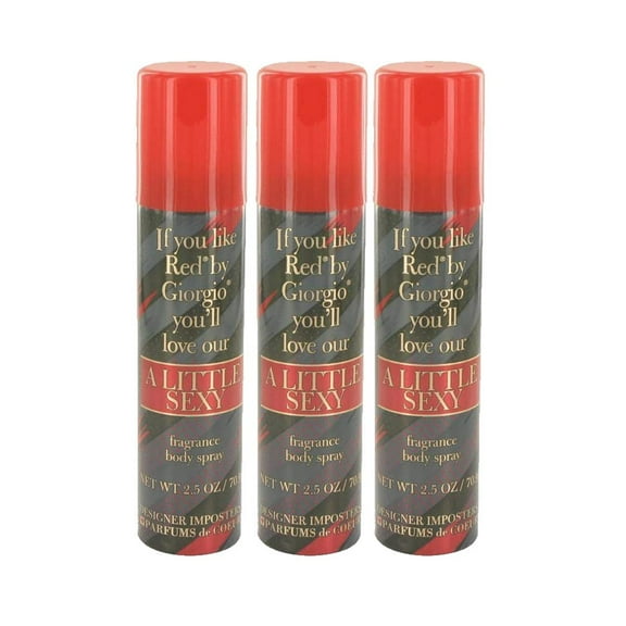 Designer Imposters A Little Sexy by Parfums De Coeur Body Spray 2.5 oz for Women - 100% Authentic Pack of 3