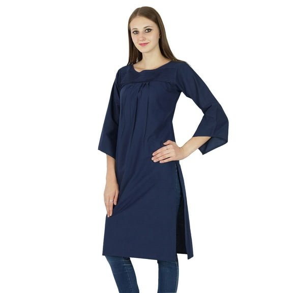 Designer Indian Bollywood Solid Top Kurta Women Cotton Kurti Casual Tunic Dress