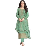 Designer Indian Pakistani Salwar Kameez Suits Reception Wear Trouser Pant Dress  Orange, XL - 44