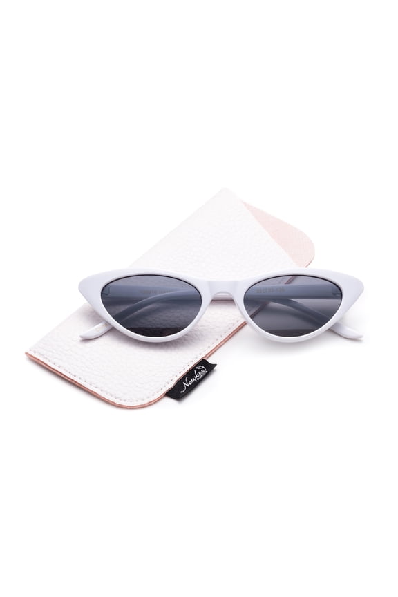 Designer Inspired Retro Vintage Narrow Cat Eye Sunglasses for Women Small Plastic Frame