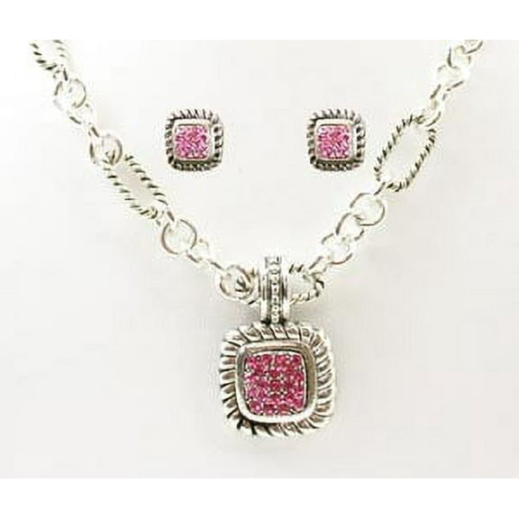 Designer Inspired Western Square Necklace and Earrings Set - NE-SNE3415PK