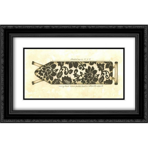 Designer Ironing Board 2x Matted 12x20 Black Ornate Framed Art Print by Andrea Roberts