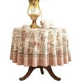 thumbnail image 1 of Designer Italian Floral Linen Tablecloth for Round Tables,French Farmhouse Table Cloth with Birds Pattern,Provencal Decoration Table Cover for Kitchen Dining,Thanksgiving,Diameter 60", 1 of 5