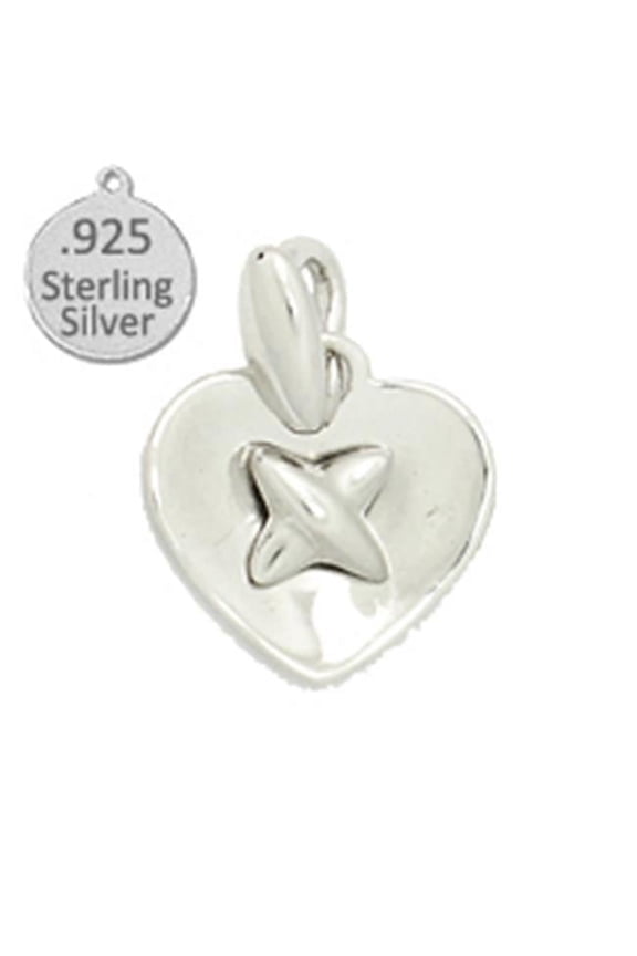 925 Sterling Silver Cross in Heart Shape Charm
