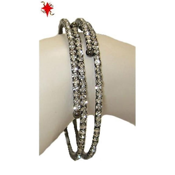 Designer Jewelry B709GM Single Row CZ Flex Bangle Gun Metal