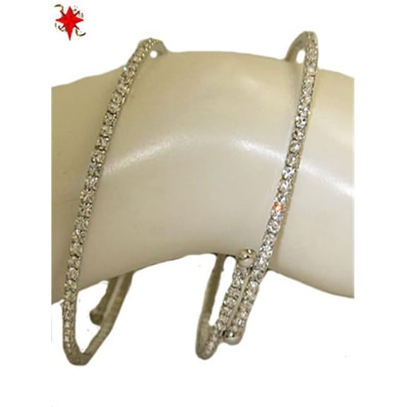 Designer Jewelry B709W Single Row CZ Flex Bangle White Gold