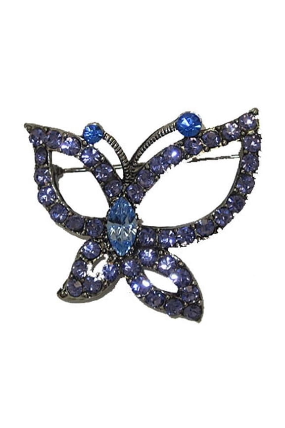 Butterfly Brooche set in Bliue Cubic Zirconia Pin
