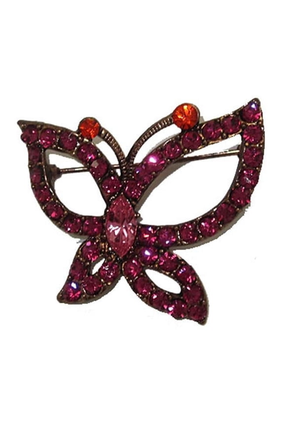 Butterfly Brooche set in Pink Cubic Zirconia Pin