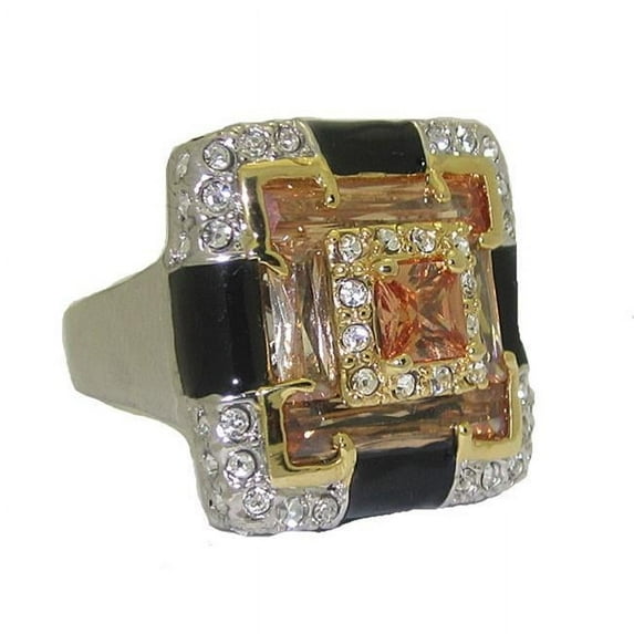 Designer Jewelry Enamel Ring with Cubic Zirconia's White Gold