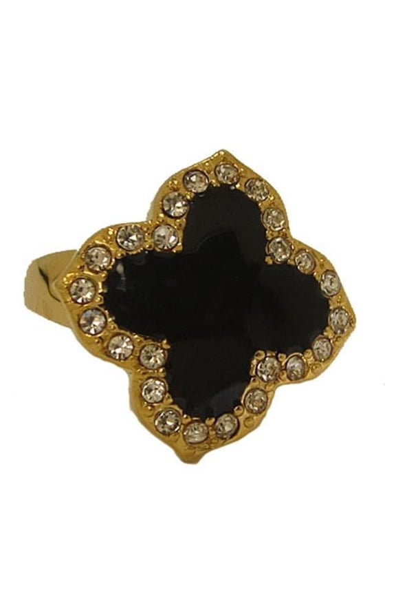 Enamel Wholesale Designer Ring Yellow Gold Jet Black