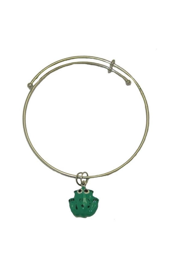 Expandble Bracelet in Sterling Plate & Sterling Charm Frog