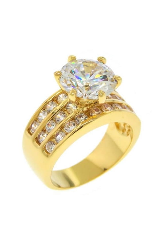 Gold CZ Ring Simulated Diamonds