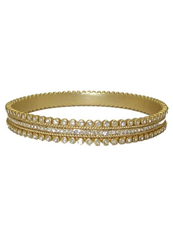 Designer Jewelry Gold MX Signature Bangle Bracelet set w Cz-s