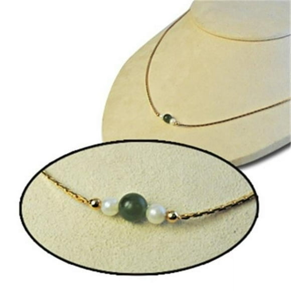 Designer Jewelry JF322 Green Jade and 12 karat Gold Filled Necklace