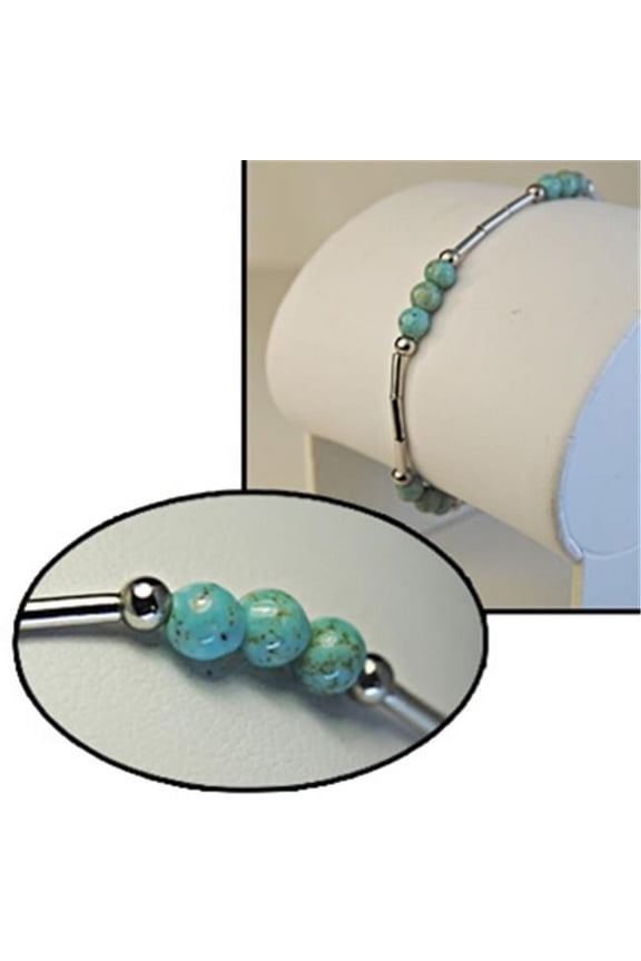 JF329 Turquoise and Sterling Silver Bead Bracelet