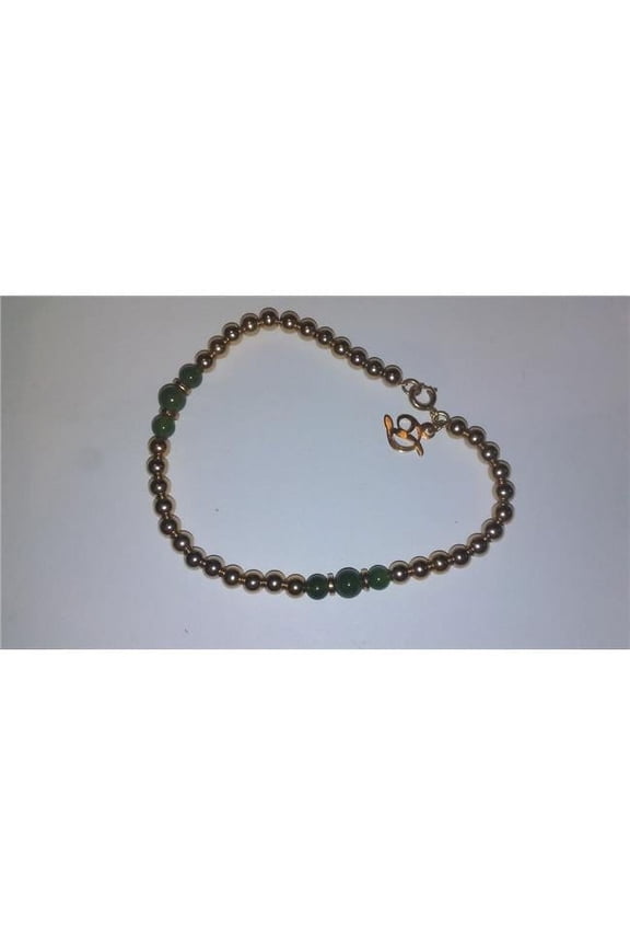 JF69 Gold Filled Beads and Genuine Green Jade Bracelet