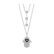Designer Jewelry Ladies Stainless Steel Hamsa and CZ Stones Necklace