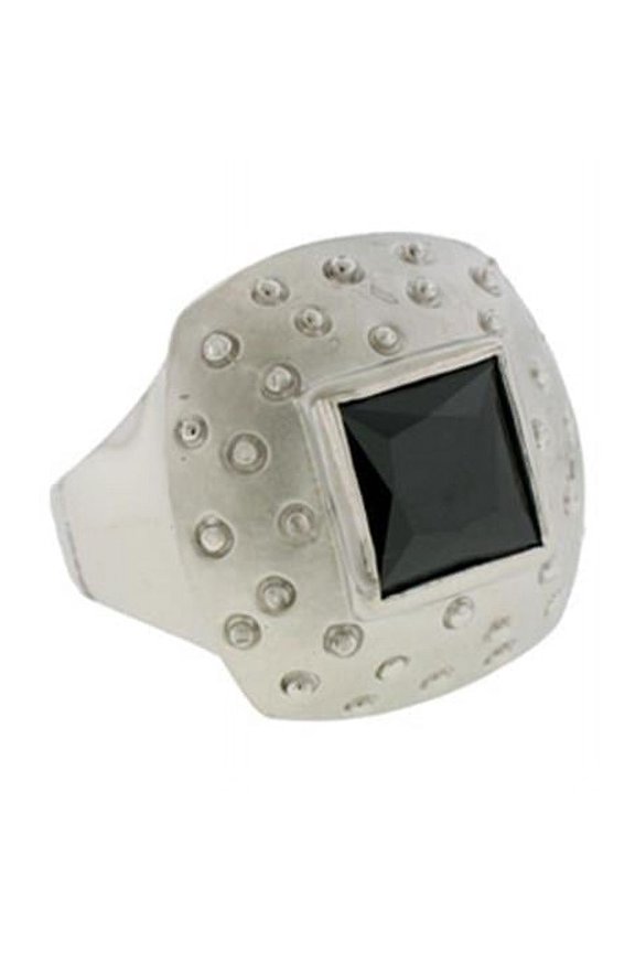 Mate Rhodium Jet Black Ring Austrian Crystal