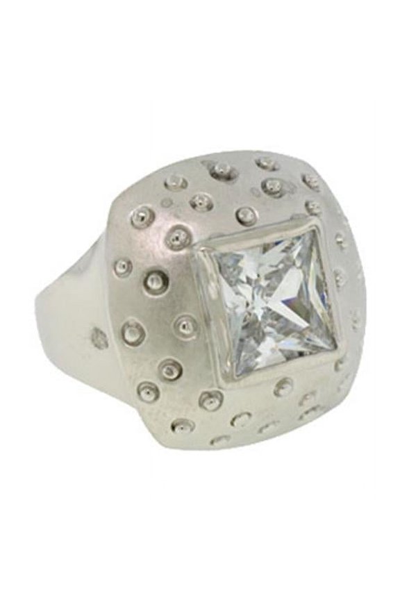 Mate Rhodium Ring in Clear White Austrian Crystal