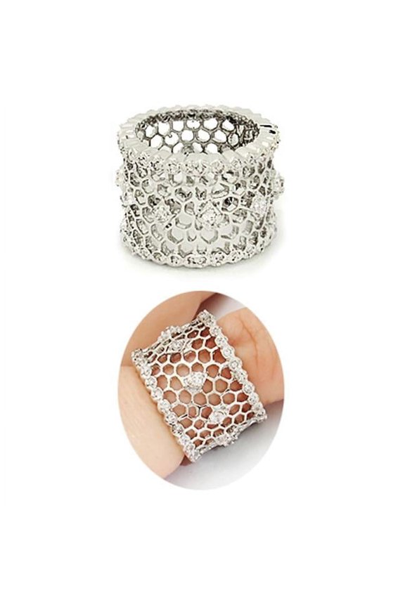 Open Weave Wide Band Cz Ring