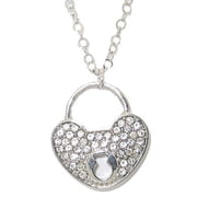 Designer Jewelry Pave Crystal Heart & Key Hole Necklace