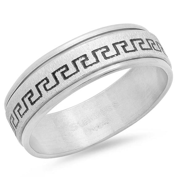 Designer Jewelry Stainless Steel Greek Key Ring Wholesale