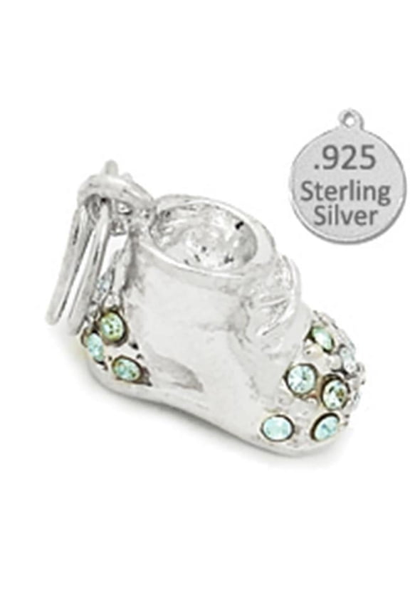 Sterling Silver Blue Baby Shoes Charm - Blue