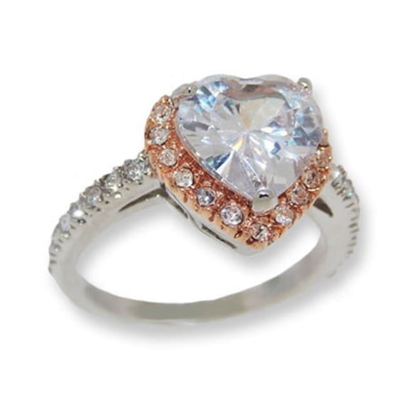 Designer Jewelry White center heart shaped CZ classic style ring