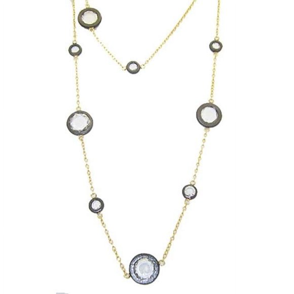 Designer Jewelry  Wholesale Two Tone Gunmetal & Gold Necklace set with Cz