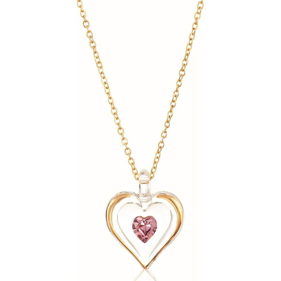 Designer Jewelry by Sweet Pea June Gold Trim Swarovski Birthstone Heart Pendant Necklace, 18"