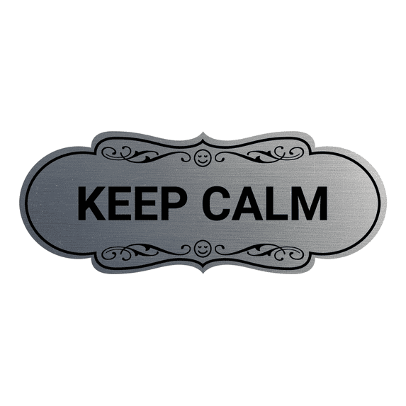 Designer Keep Calm Sign (Brushed Silver) - Large