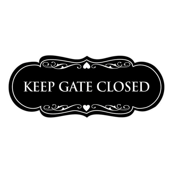 Designer Keep Gate Closed Sign(Black) - Medium