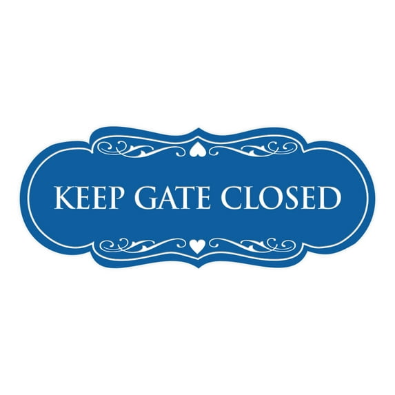 Designer Keep Gate Closed Sign(Blue) - Large