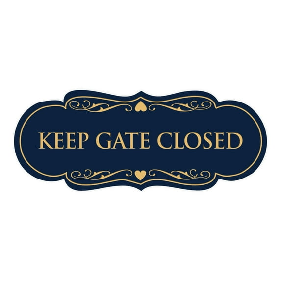Designer Keep Gate Closed Sign(Navy Blue/Gold) - Large