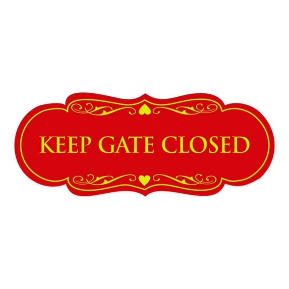 Designer Keep Gate Closed Sign(Red/Yellow) - Medium