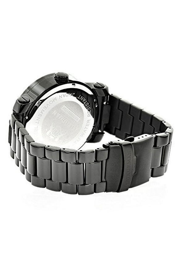 Designer Large Watches: Phatom Black Diamond Watch for Men 0.12ct