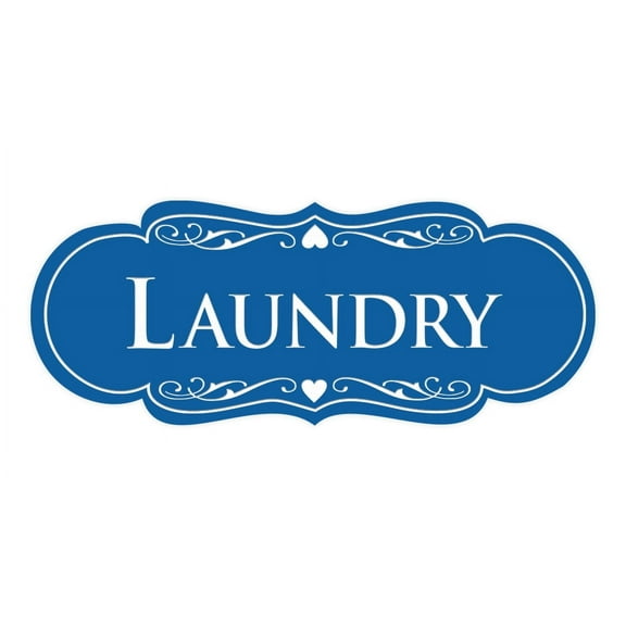 Designer Laundry Sign (Blue) - Large 3.5x9"