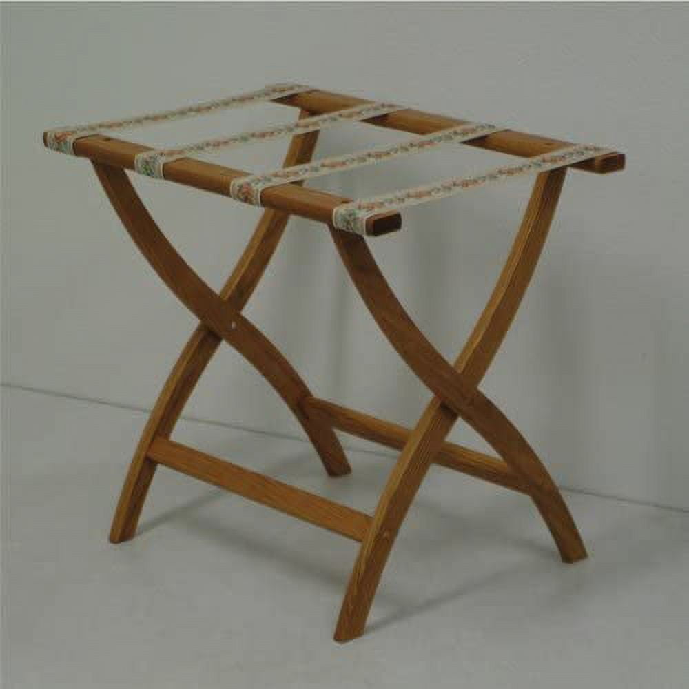Designer Leg Luggage Rack,Tapestry Straps, Medium Oak
