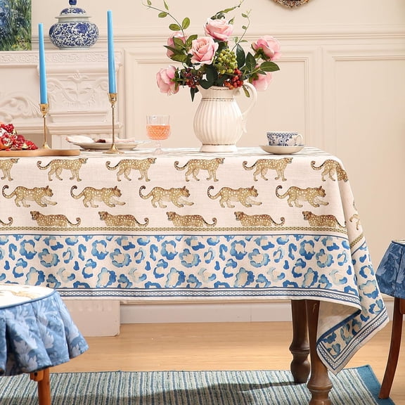 55" x 55" Square Tablecloth with Leopard Animal Pattern