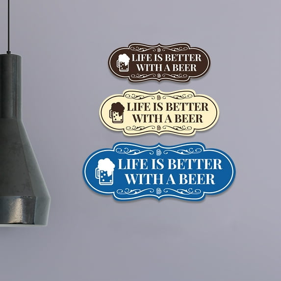 Designer Life Is Better With A Beer Sign (Black Gold) - Medium