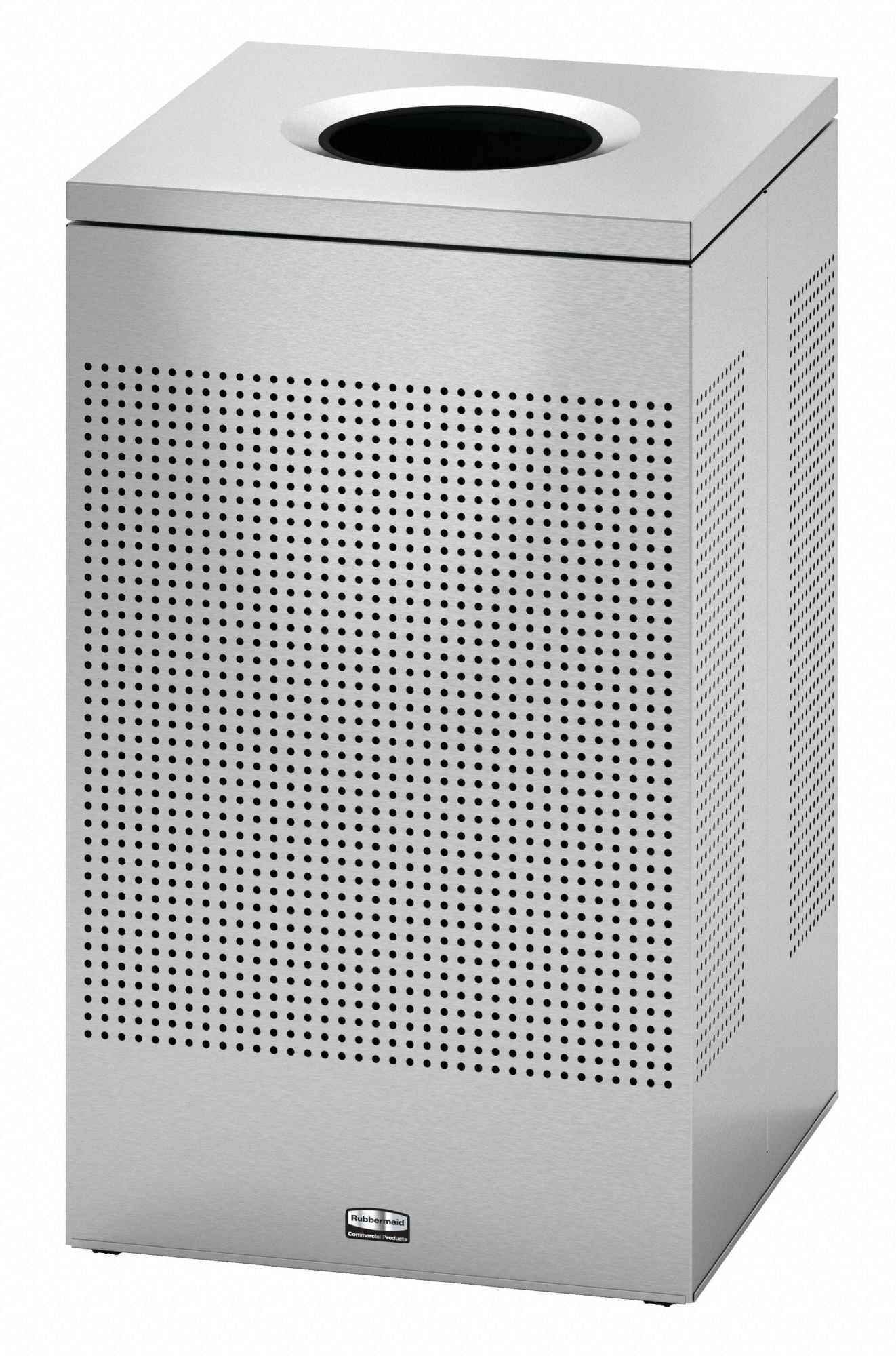 Designer Line Silhouette Open Top Receptacle - 16 gal Capacity - Square - 8.50" Opening Diameter - 30" Height x 14.8" Width x 14.8" Depth - Steel - Stainless Steel