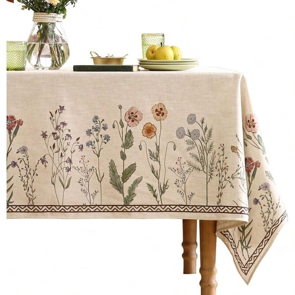 Designer Linen Extra Long Rec TableclothFloral Elegant Table Cloth Stain Resistant Vintage Decor Tablecloths for Dining Thanksgiving Kitchen Party 63110-Serenity G