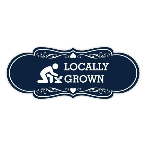 Designer Locally Grown Sign (Navy Blue / White) - Large