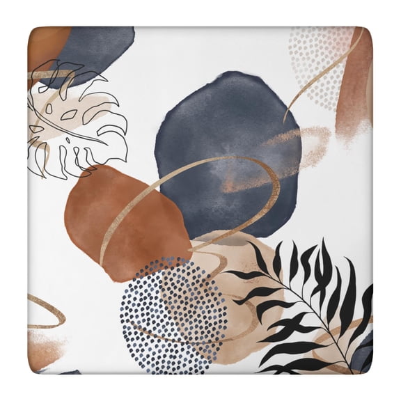 Designer Look Boho Tablecloth 36x36 Inch Square Floral Cover with Elastic Hem for Custom Fit on Standard Tables