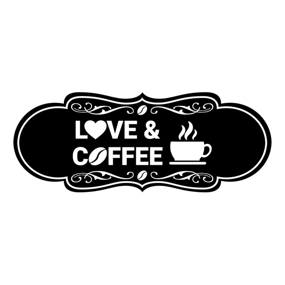 Designer Love and Coffee Sign (Black) - Medium