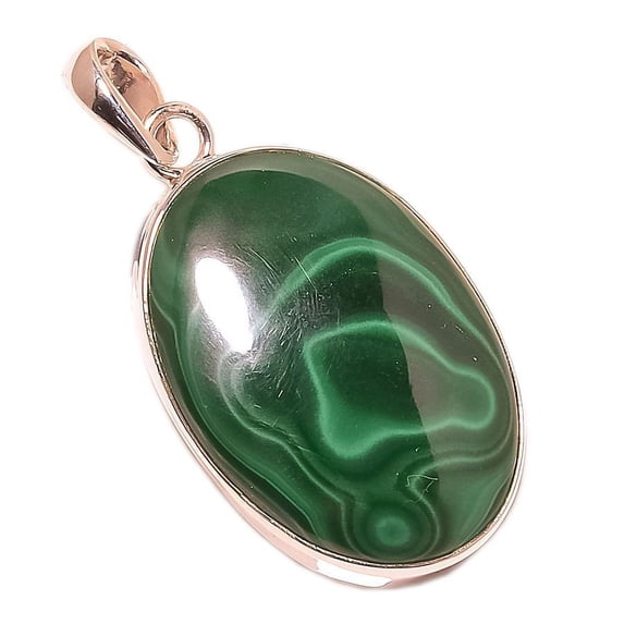 Designer Malachite 925 Sterling Silver Pendant Size Jewelry 1.89"Natural Pendant, Green Pendant, 925 Silver Pendant, Malachite Pendant, Oval Pendant